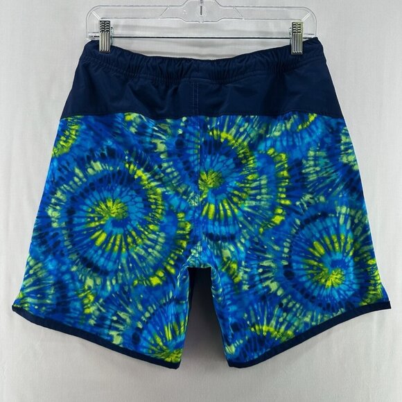 Lands' End Swim Board Shorts Boys Sz XL(14-16) Tie Dye Stretchy Lined Blue Green - Picture 2 of 8